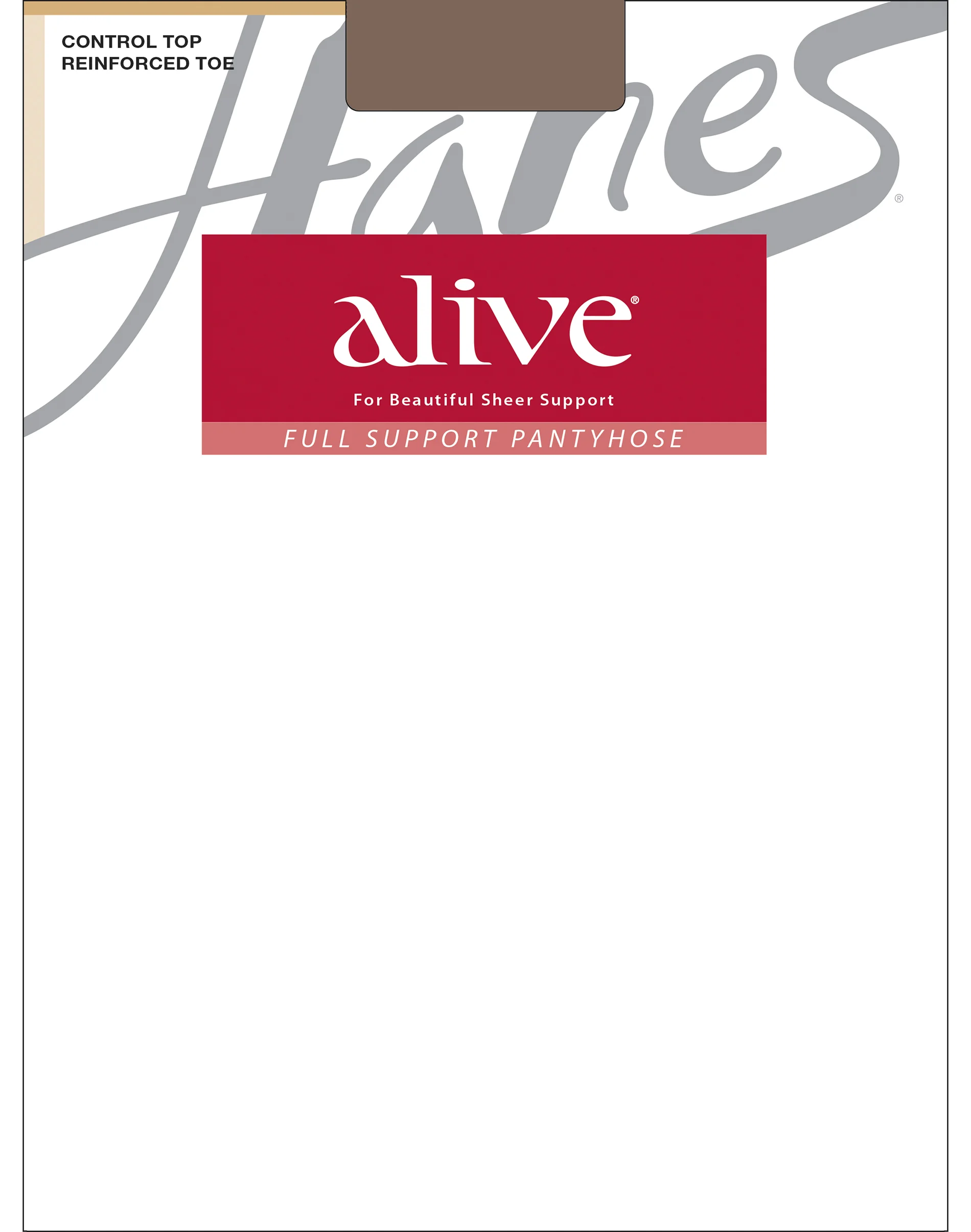 Hanes Alive Full Support Pantyhose with Control Top, Reinforced Toe #Q00810