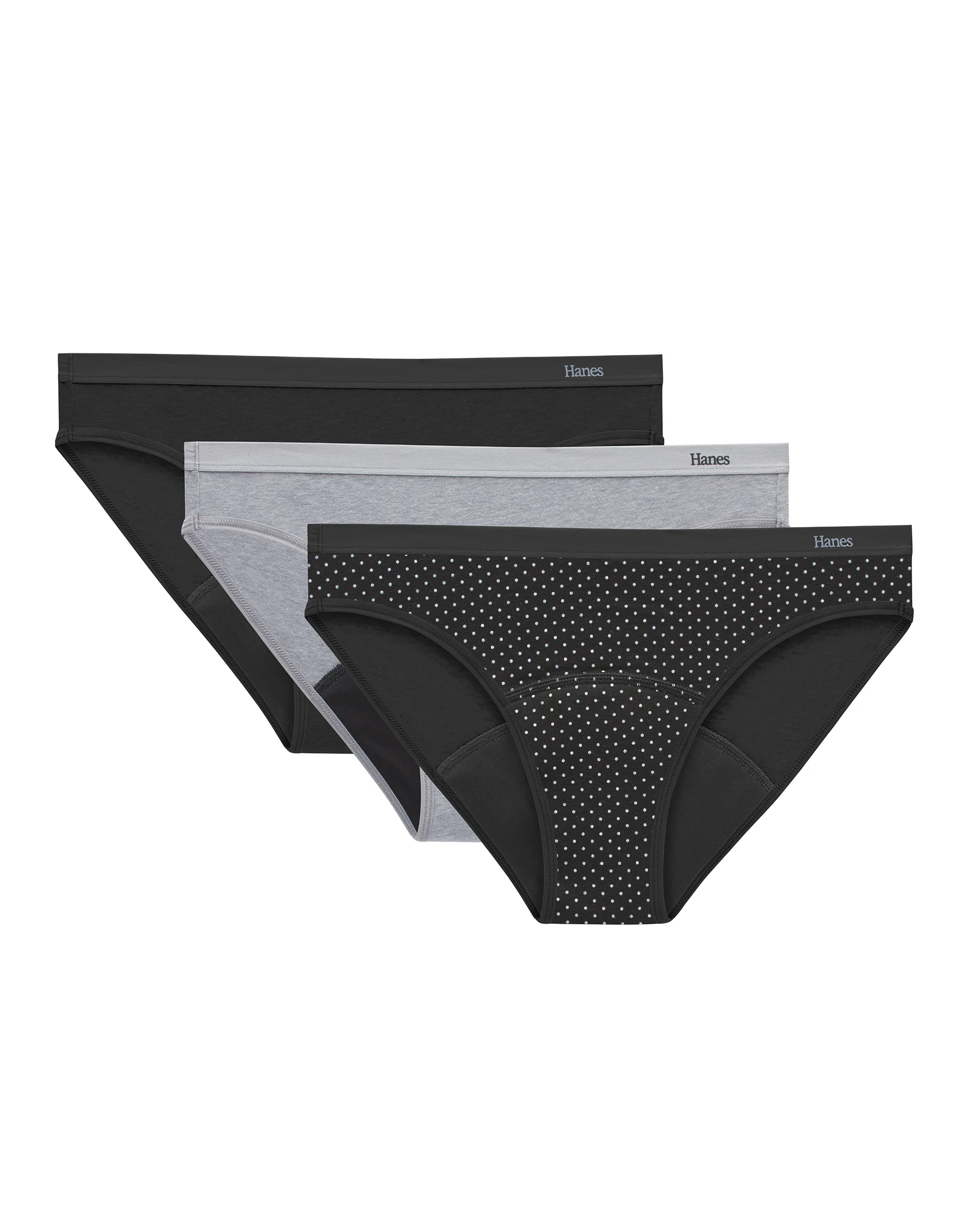 Hanes Comfort, Period. Bikini Period Underwear, Super Leaks, 3-Pack #SP42YA