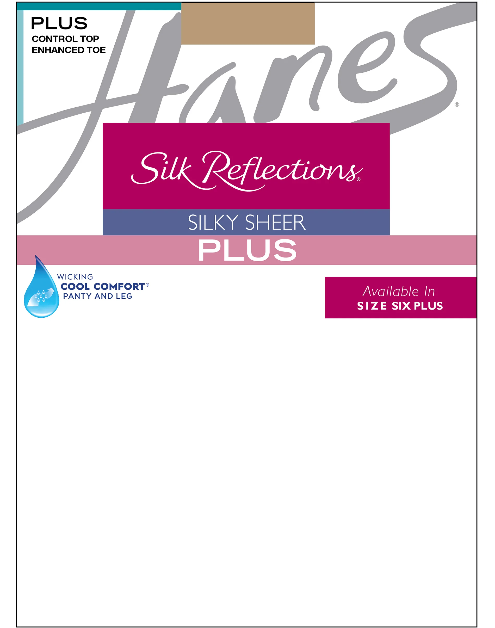 Hanes Silk Reflections Sheer Control Top Pantyhose, Enhanced Toe (Plus Size) #Q00P16