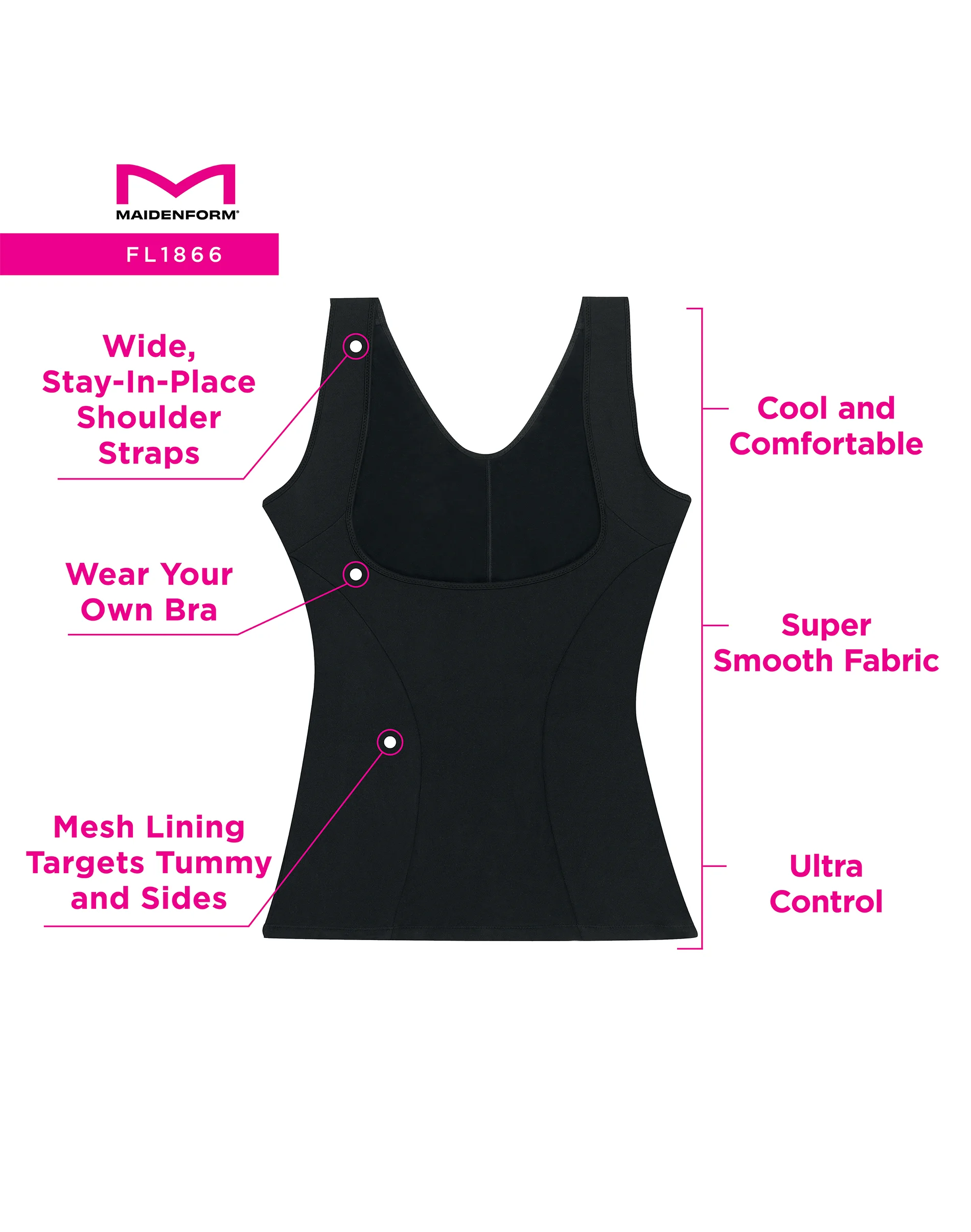 Wear-Your-Own-Bra Shapewear Cami Tank Top #FL1866