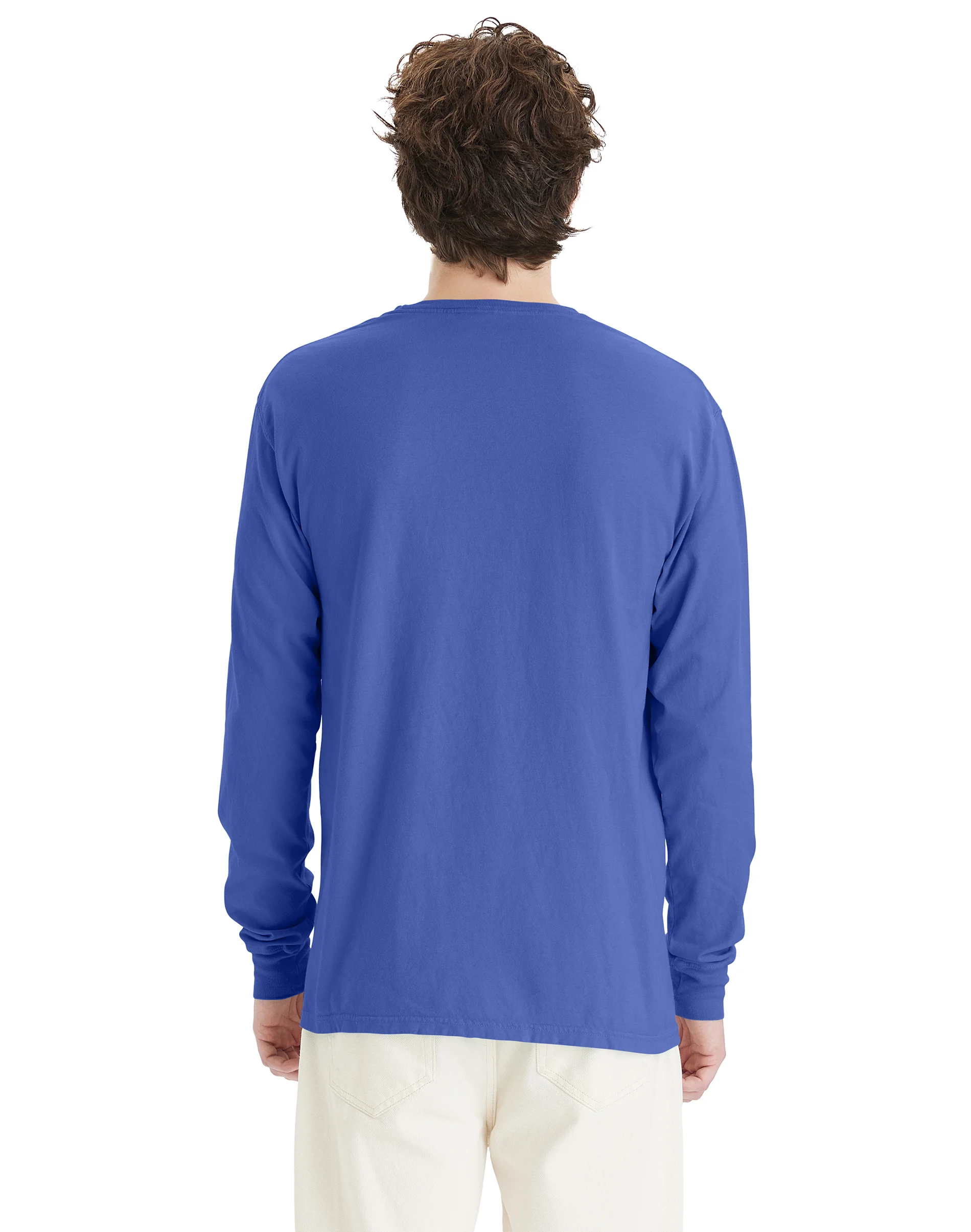 Hanes Unisex Garment Dyed Long Sleeve Cotton T-Shirt #GDH200  GRTDYE