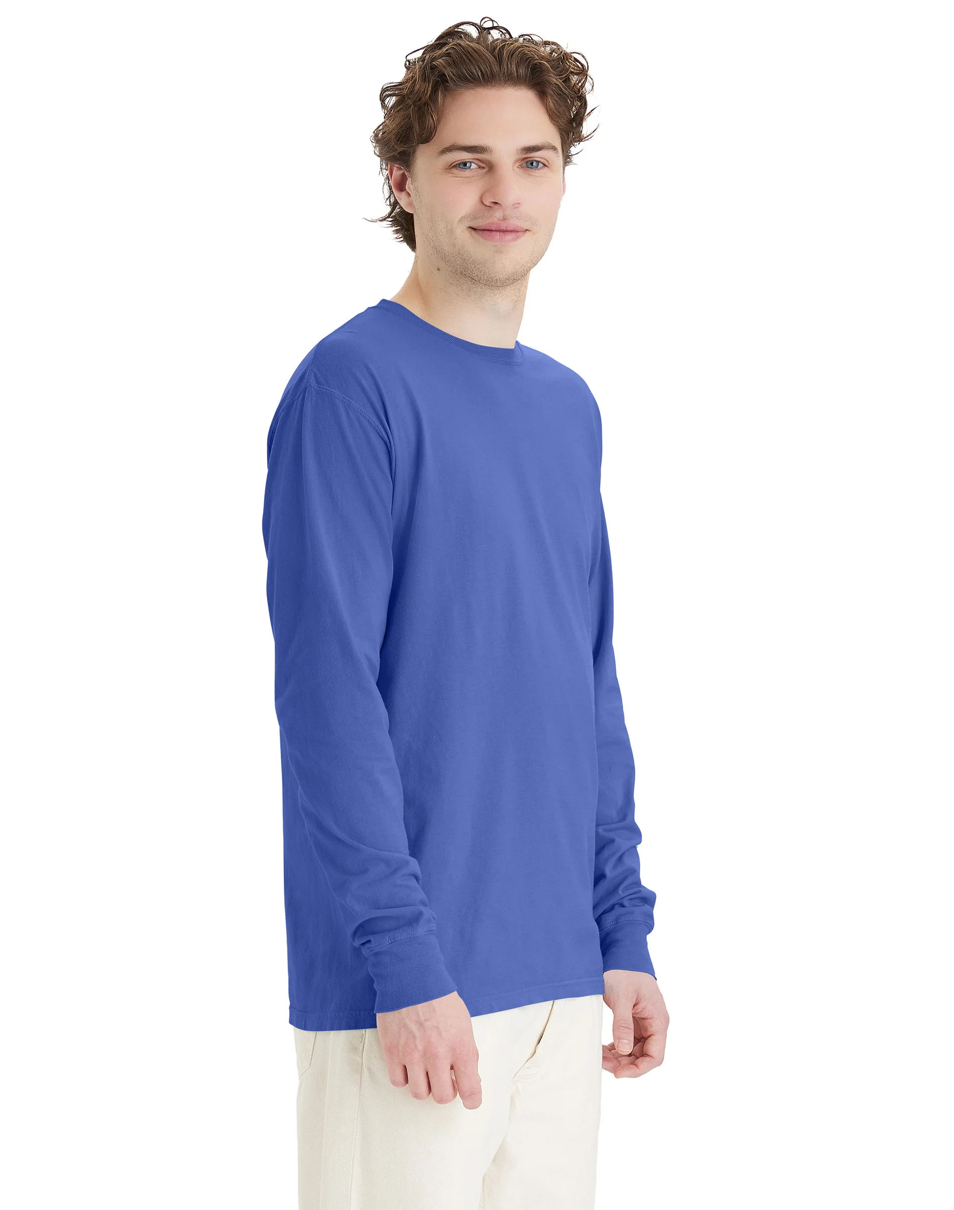 Hanes Unisex Garment Dyed Long Sleeve Cotton T-Shirt #GDH200  GRTDYE