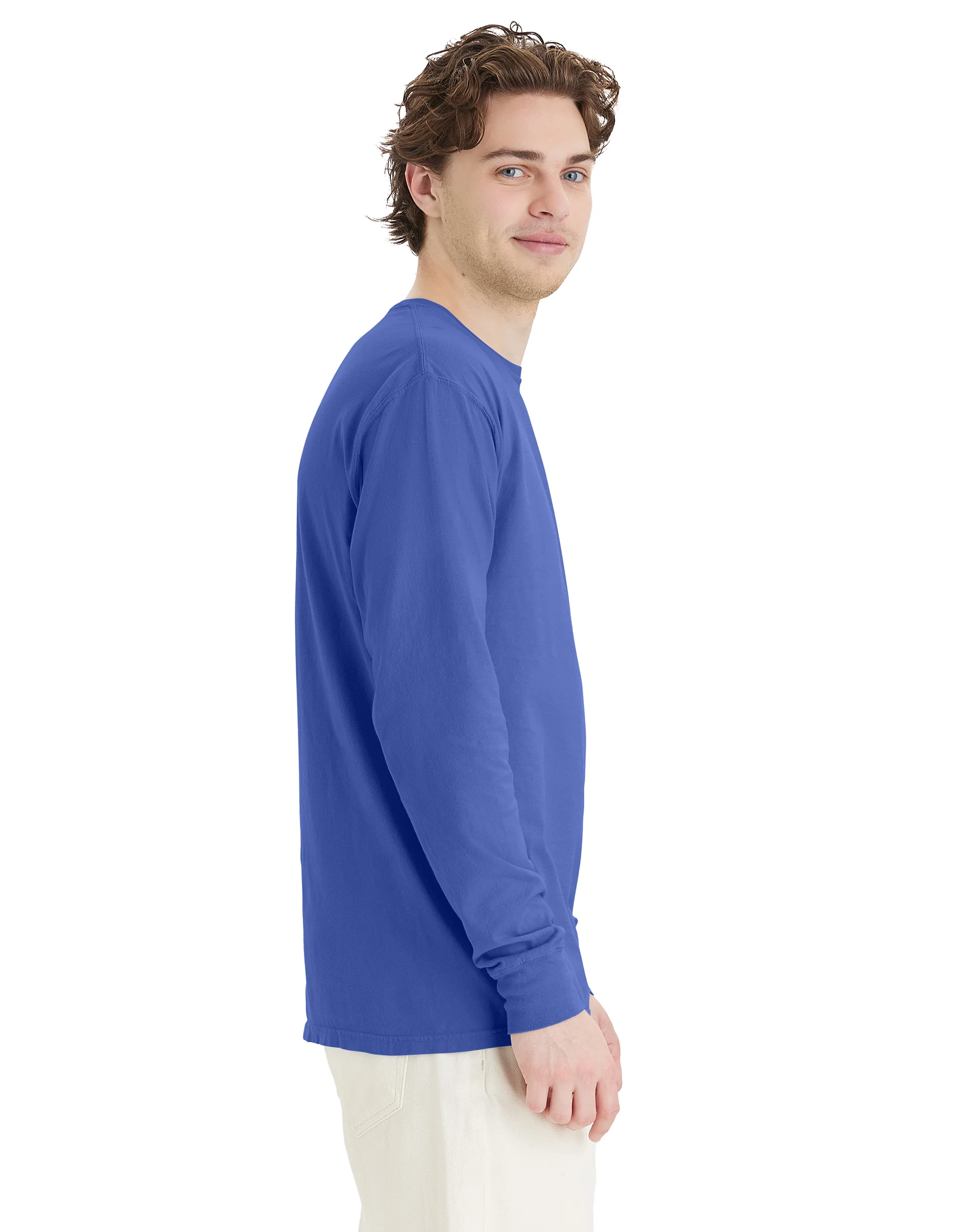 Hanes Unisex Garment Dyed Long Sleeve Cotton T-Shirt #GDH200  GRTDYE