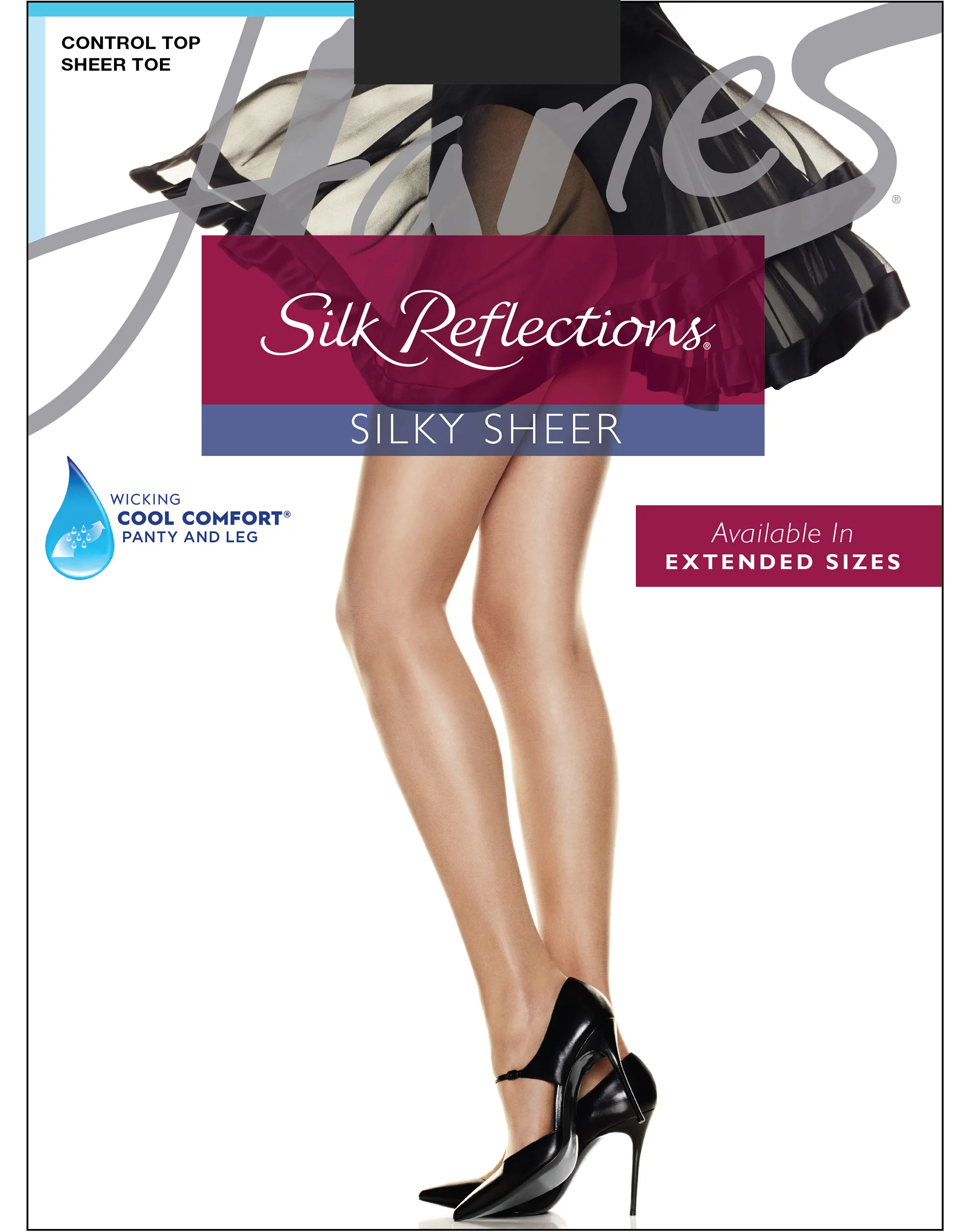 Hanes Silk Reflections Sheer Pantyhose with Control Top, Sheer Toe, 6-Pack #C60717