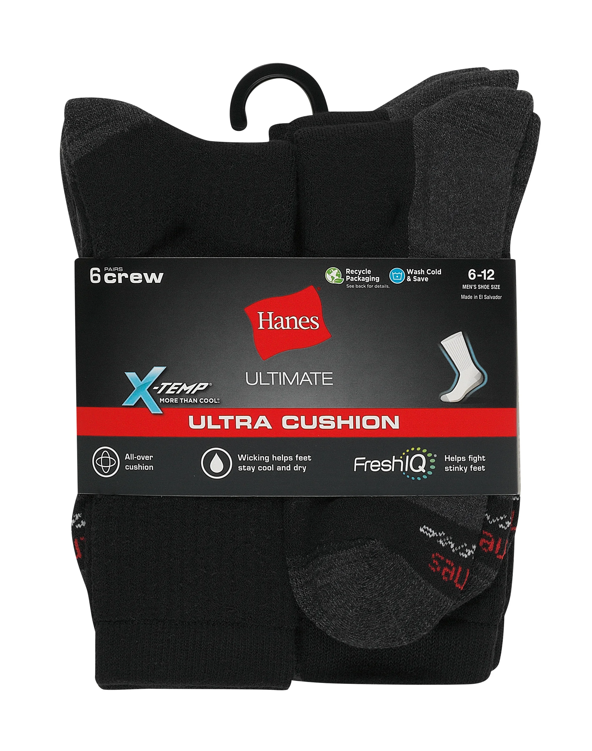 Hanes Ultimate Men's Ultra Cushion Crew Socks, 6-Pairs #ULC186 5 Hanes Ultimate Men's Ultra Cushion Crew Socks, 6-Pairs #ULC186