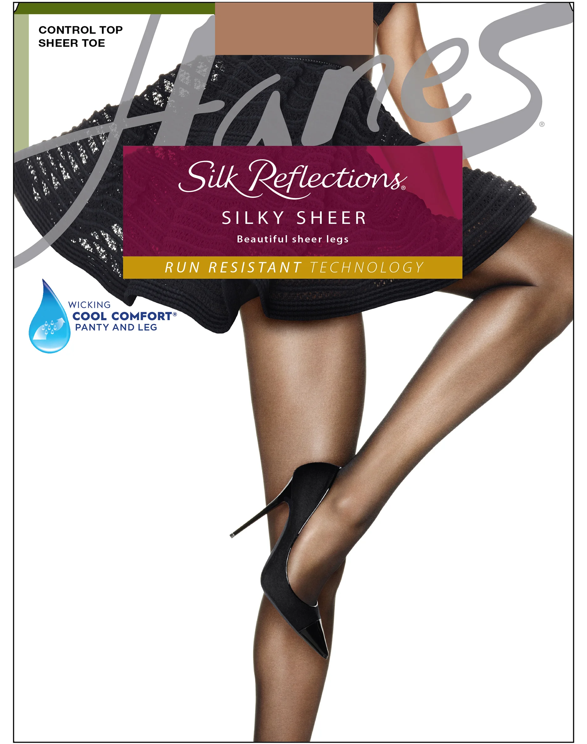 Hanes Silk Reflections Lasting Sheer Pantyhose with Control Top #Q0A925