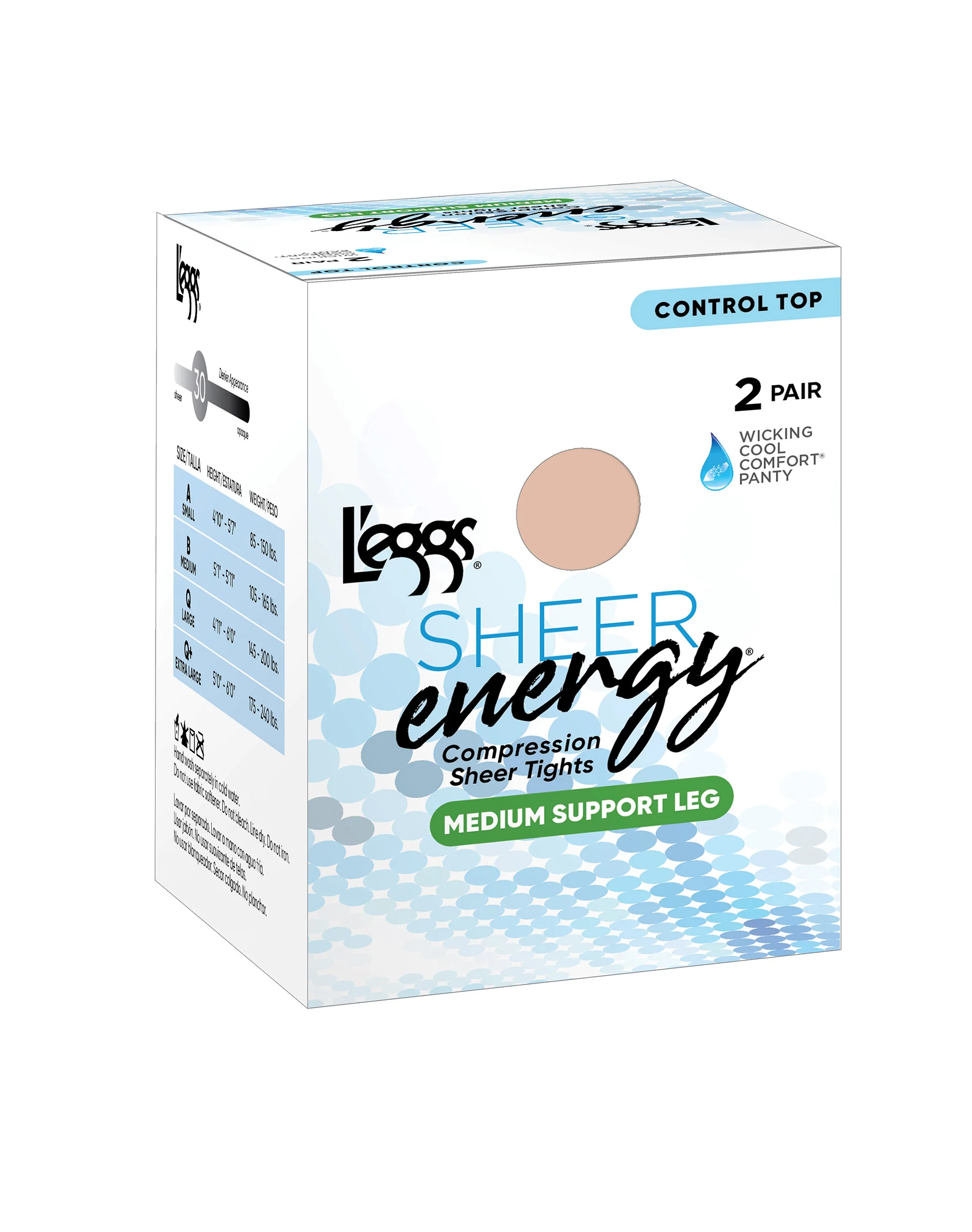 L'eggs Sheer Energy Medium Support Compression Tights, Sheer Toe, 2-Pairs #LSE110