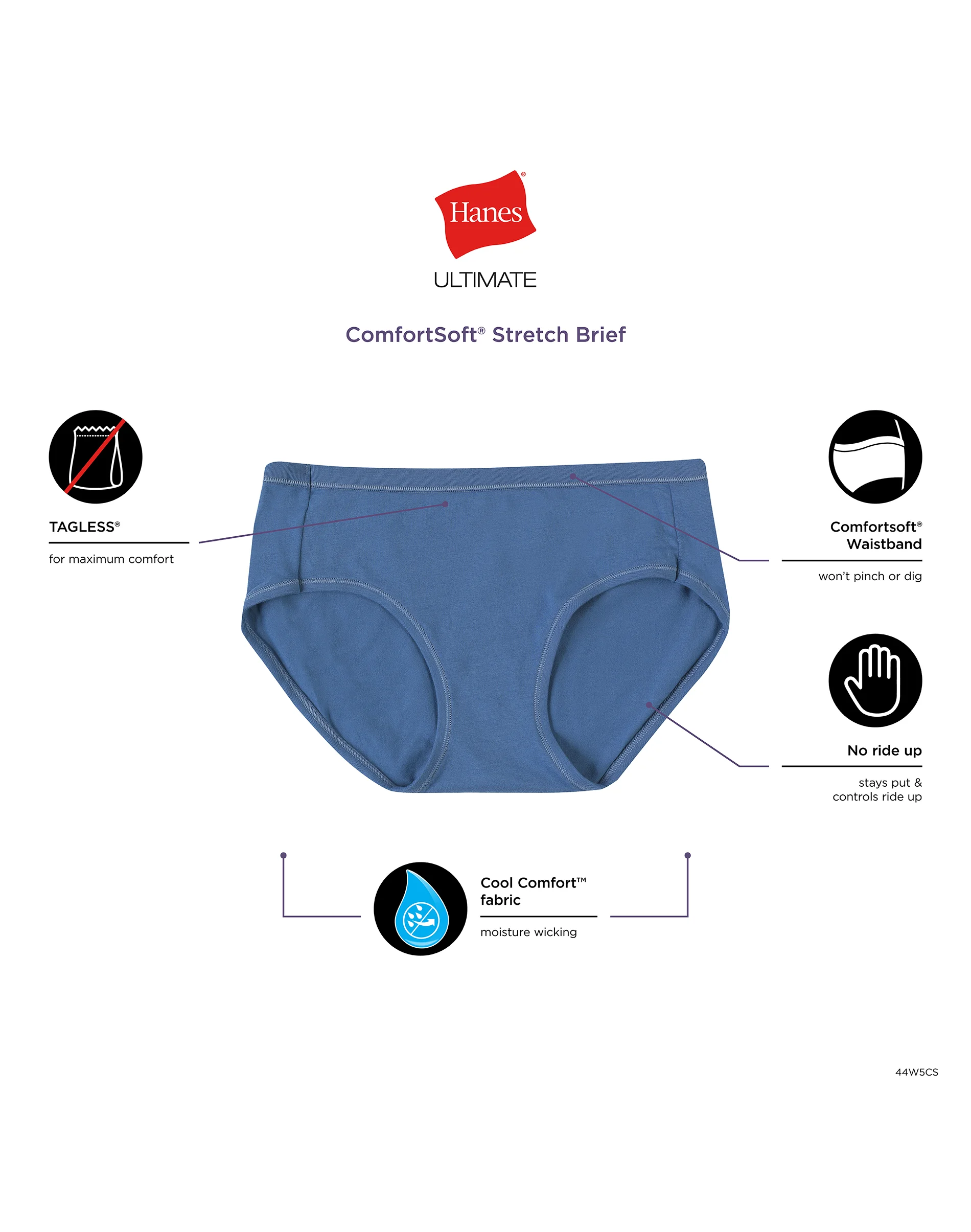 Hanes Ultimate ComfortSoft Women’s Hipster Underwear, 5-Pack #41W5CS