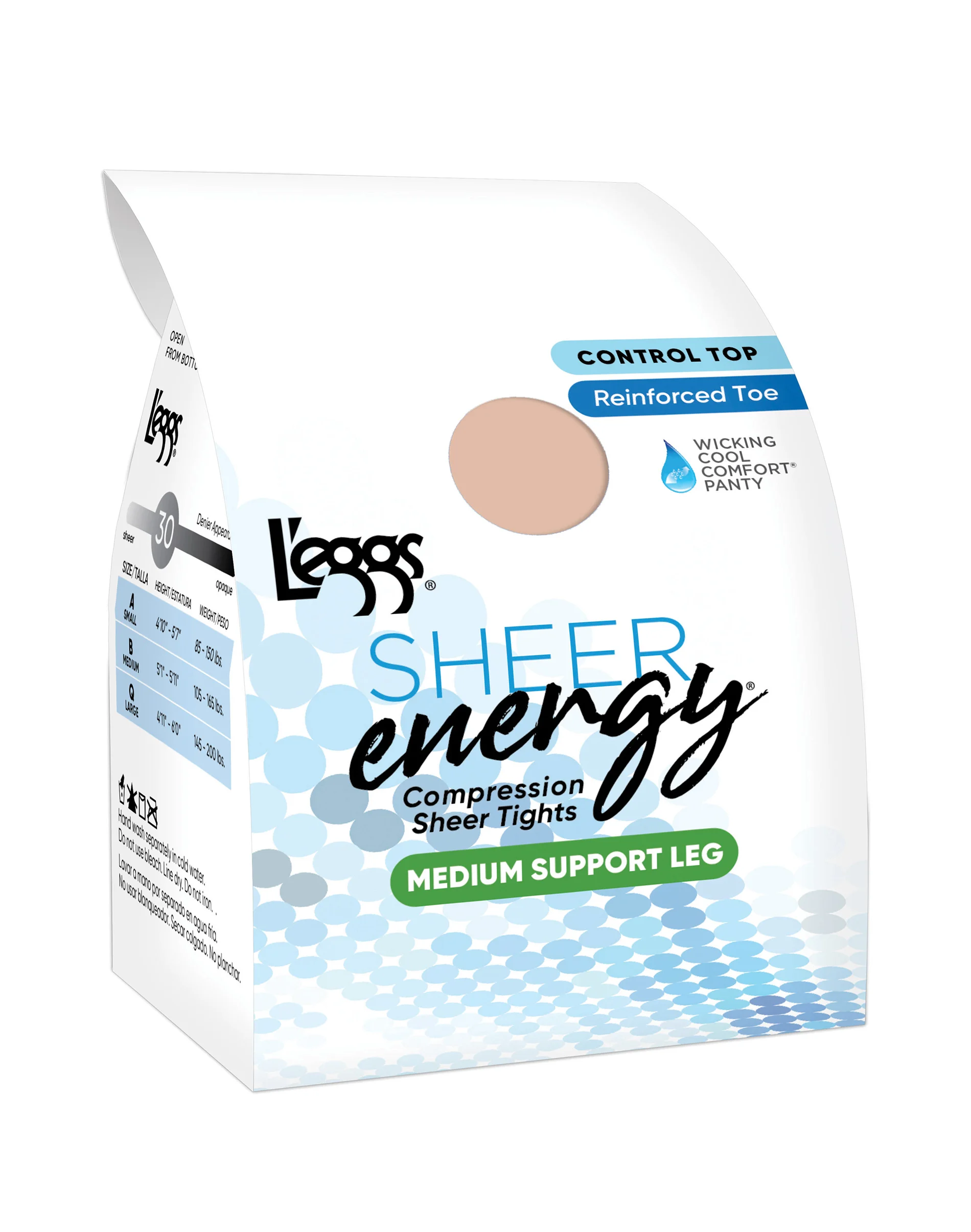 L'eggs Sheer Energy Medium Support Compression Tights, Reinforced Toe #LSE101