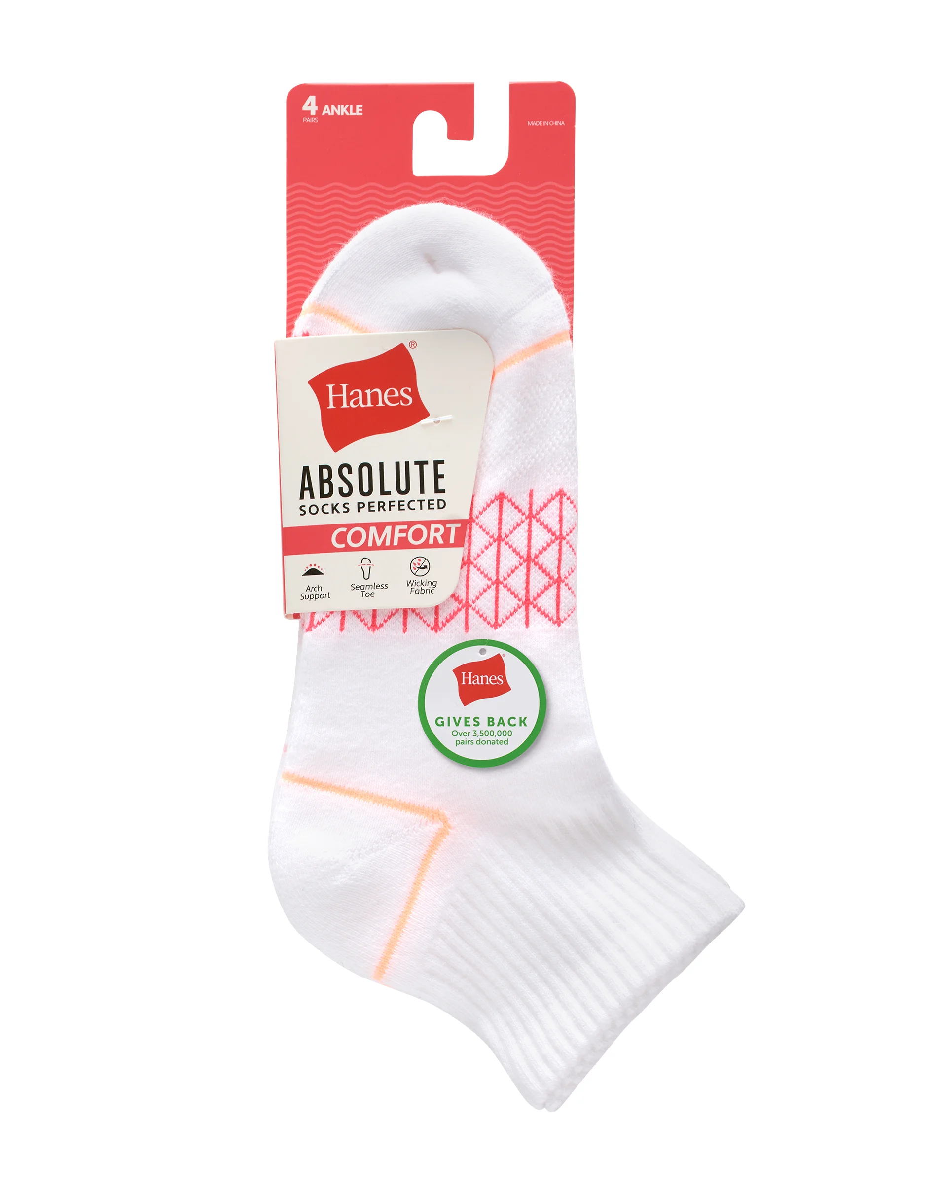 Hanes Absolute Comfort Women's Ankle Socks Pack, 4-Pairs #HWACA4